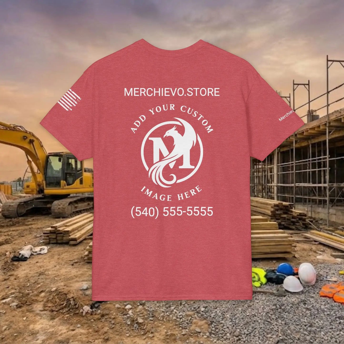 Custom Workwear T-Shirt – Right Chest Upload Your Logo & Text (DryBlend)