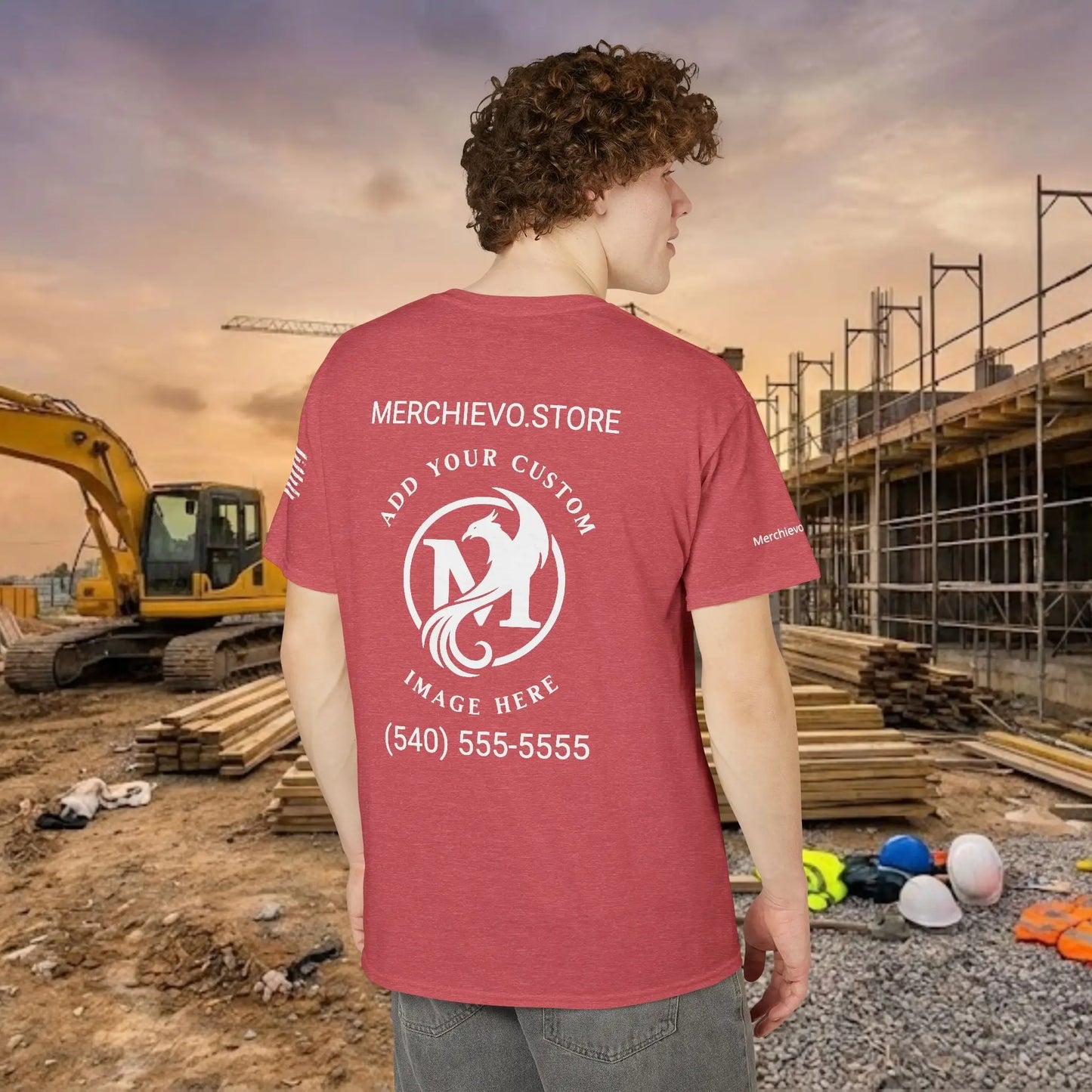 Custom Workwear T-Shirt – Right Chest Upload Your Logo & Text (DryBlend)