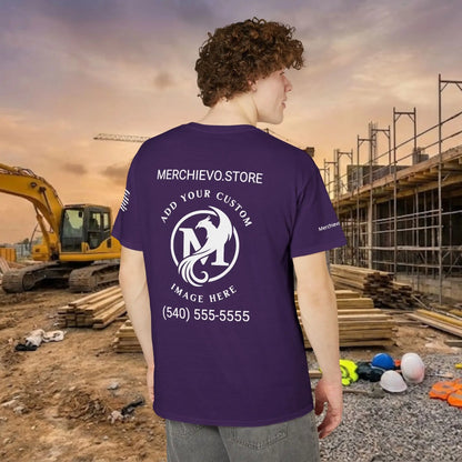 Custom Workwear T-Shirt – Right Chest Upload Your Logo & Text (DryBlend)