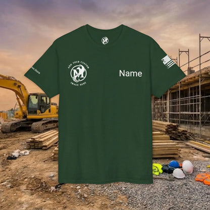 Custom Workwear T-Shirt – Right Chest Upload Your Logo & Text (DryBlend)