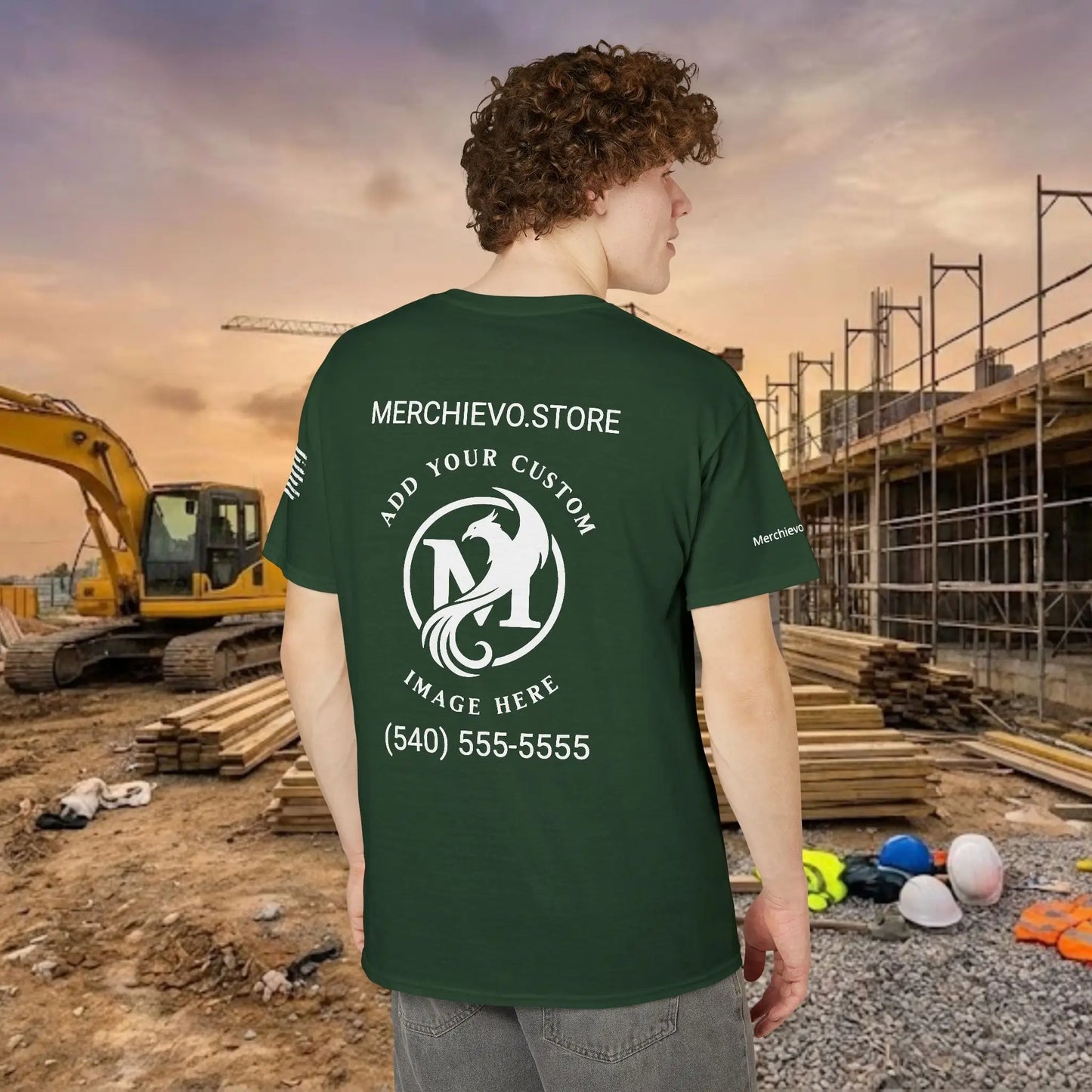 Custom Workwear T-Shirt – Right Chest Upload Your Logo & Text (DryBlend)