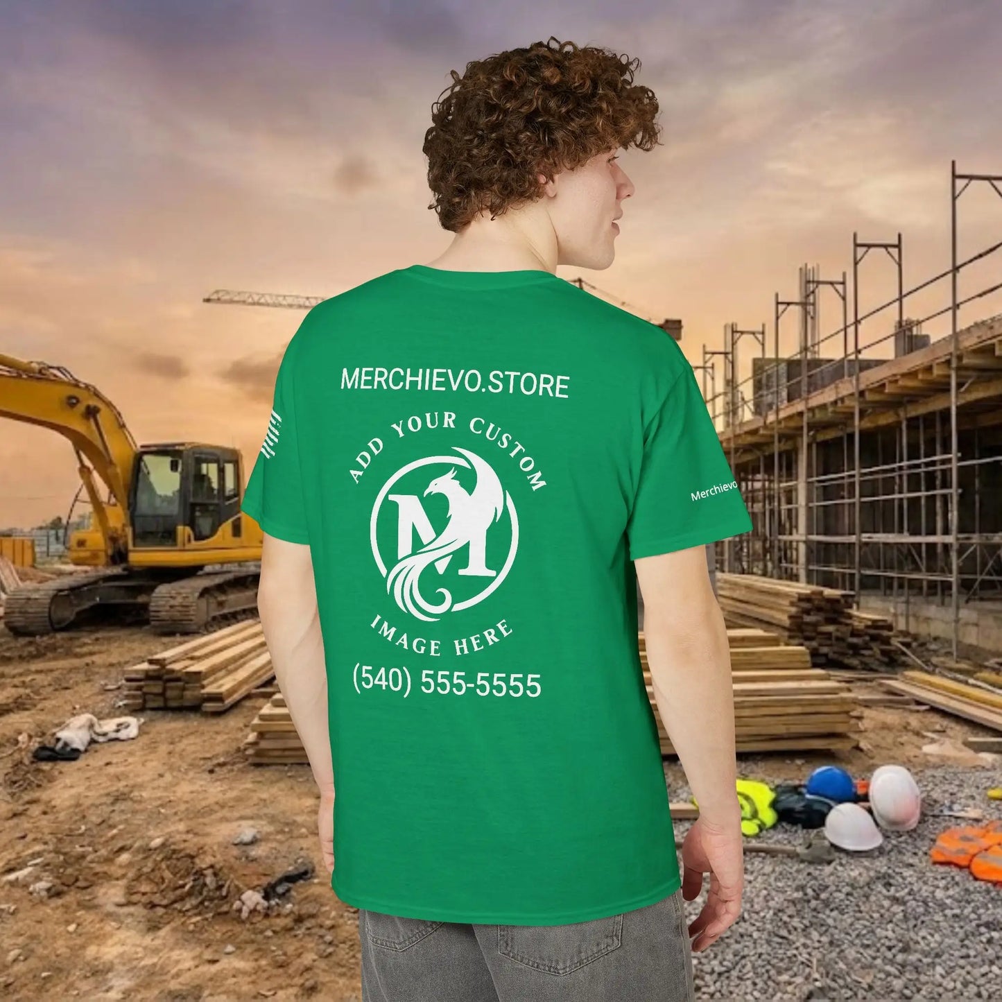 Custom Workwear T-Shirt – Right Chest Upload Your Logo & Text (DryBlend)