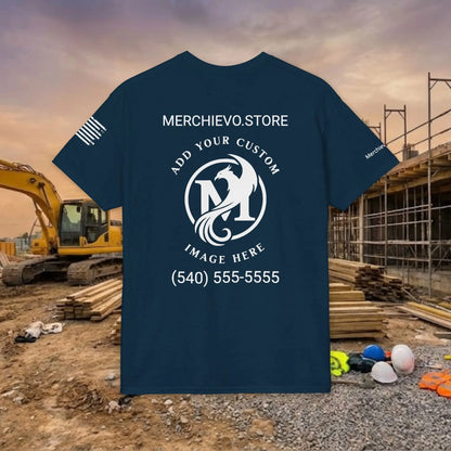 Custom Workwear T-Shirt – Right Chest Upload Your Logo & Text (DryBlend)