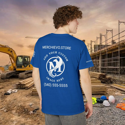 Custom Workwear T-Shirt – Right Chest Upload Your Logo & Text (DryBlend)