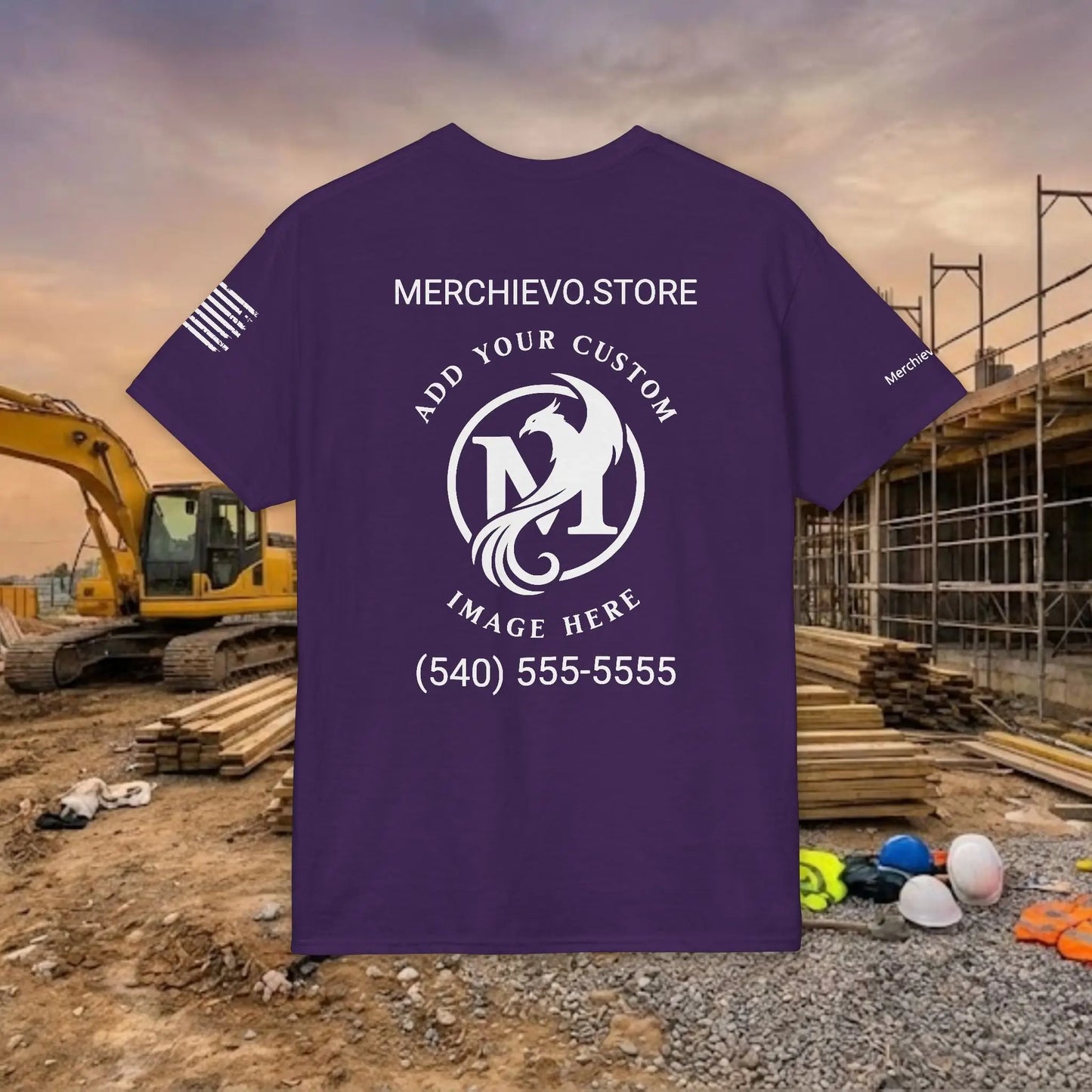 Custom Workwear T-Shirt – Right Chest Upload Your Logo & Text (DryBlend)