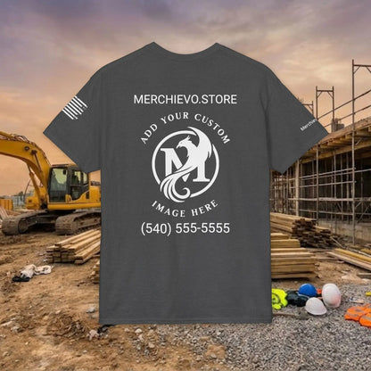 Custom Workwear T-Shirt – Right Chest Upload Your Logo & Text (DryBlend)