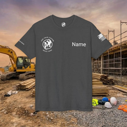 Custom Workwear T-Shirt – Right Chest Upload Your Logo & Text (DryBlend)