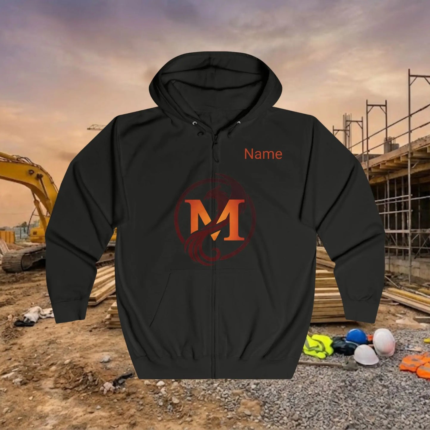 Custom Workwear Zip Up Hoodie – Center Chest Logo & Name Uniform Hoodie (Premium Soft Cotton)