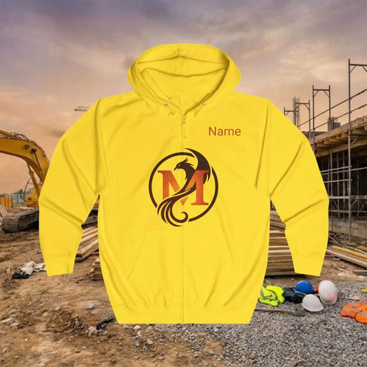 Custom Workwear Zip Up Hoodie – Center Chest Logo & Name Uniform Hoodie (Premium Soft Cotton)