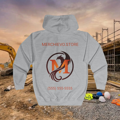 Custom Workwear Zip Up Hoodie – Center Chest Logo & Name Uniform Hoodie (Premium Soft Cotton)