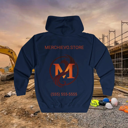 Custom Workwear Zip Up Hoodie – Center Chest Logo & Name Uniform Hoodie (Premium Soft Cotton)