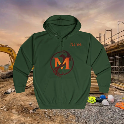 Custom Workwear Zip Up Hoodie – Center Chest Logo & Name Uniform Hoodie (Premium Soft Cotton)