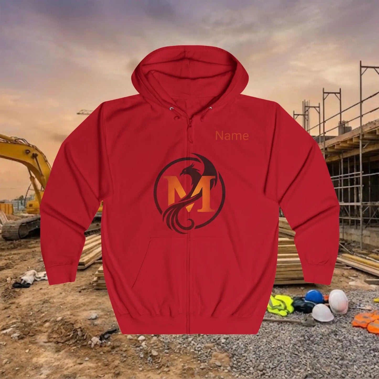 Custom Workwear Zip Up Hoodie – Center Chest Logo & Name Uniform Hoodie (Premium Soft Cotton)