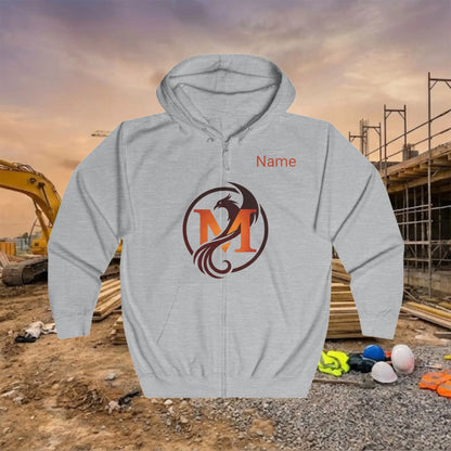 Custom Workwear Zip Up Hoodie – Center Chest Logo & Name Uniform Hoodie (Premium Soft Cotton)