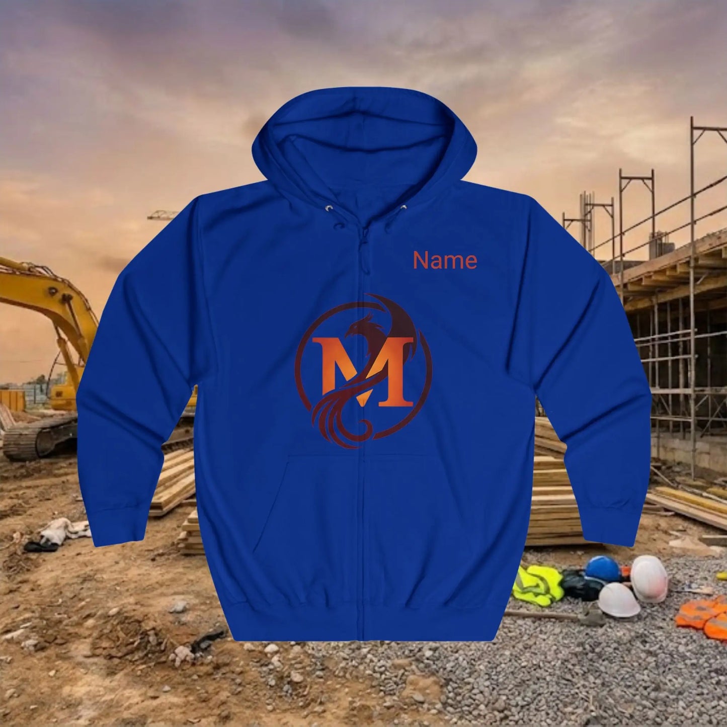 Custom Workwear Zip Up Hoodie – Center Chest Logo & Name Uniform Hoodie (Premium Soft Cotton)