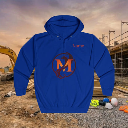 Custom Workwear Zip Up Hoodie – Center Chest Logo & Name Uniform Hoodie (Premium Soft Cotton)