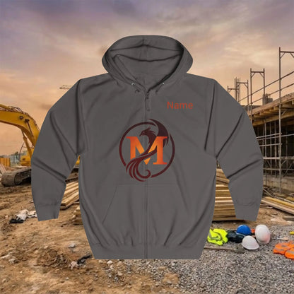 Custom Workwear Zip Up Hoodie – Center Chest Logo & Name Uniform Hoodie (Premium Soft Cotton)