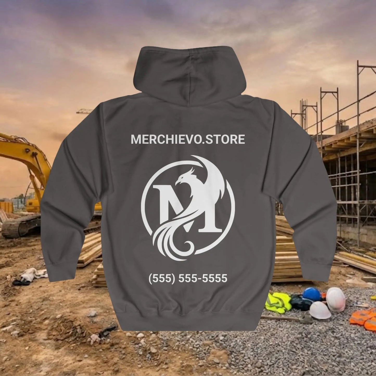 Custom Workwear Zip Up Hoodie – Left Chest Logo & Name Uniform Hoodie (Premium Soft Cotton)
