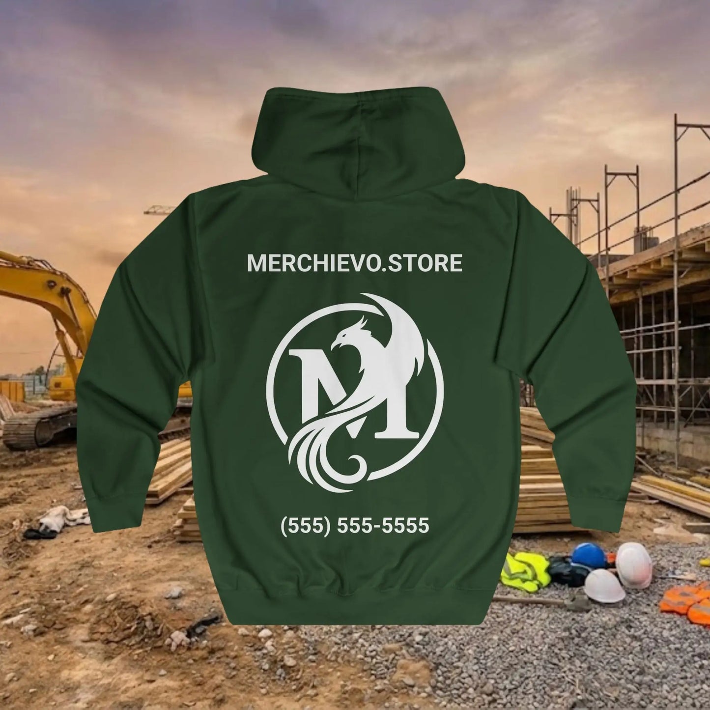 Custom Workwear Zip Up Hoodie – Left Chest Logo & Name Uniform Hoodie (Premium Soft Cotton)