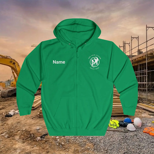 Custom Workwear Zip Up Hoodie – Left Chest Logo & Name Uniform Hoodie (Premium Soft Cotton)
