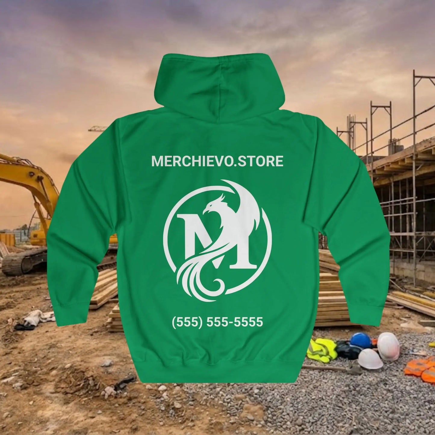 Custom Workwear Zip Up Hoodie – Left Chest Logo & Name Uniform Hoodie (Premium Soft Cotton)