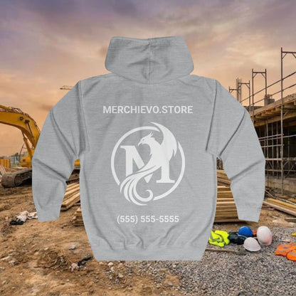 Custom Workwear Zip Up Hoodie – Right Chest Logo & Name Uniform Hoodie (Premium Soft Cotton)