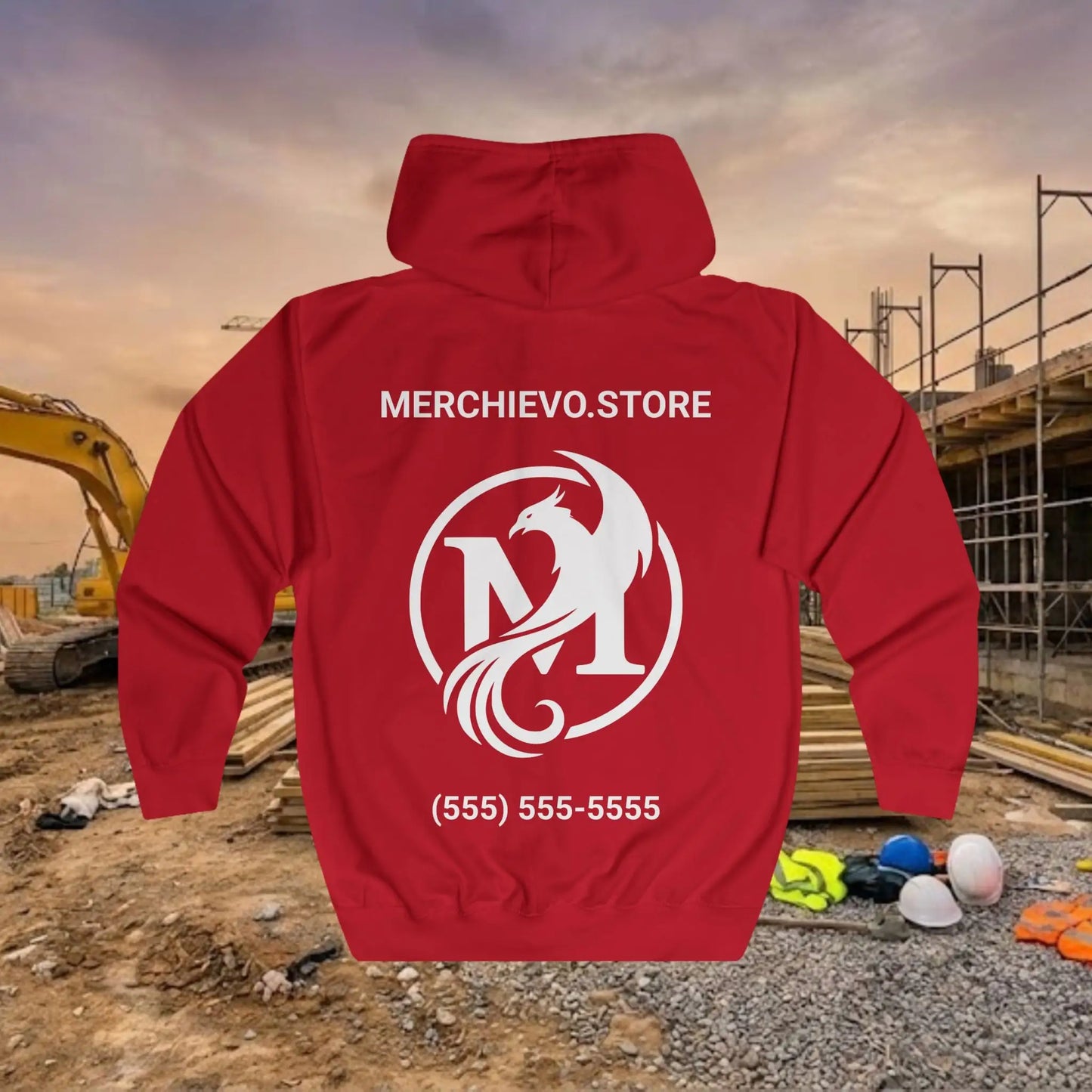 Custom Workwear Zip Up Hoodie – Right Chest Logo & Name Uniform Hoodie (Premium Soft Cotton)