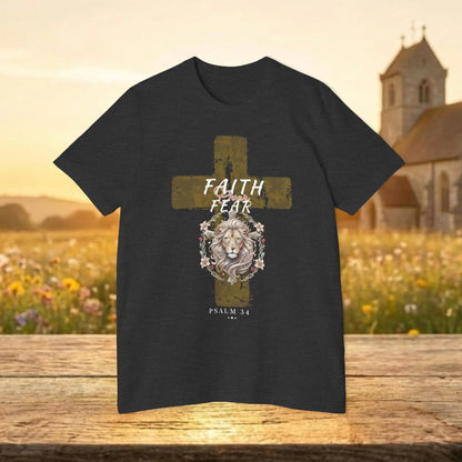 Faith Over Fear Lion Cross T‑Shirt