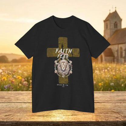 Faith Over Fear Lion Cross T‑Shirt