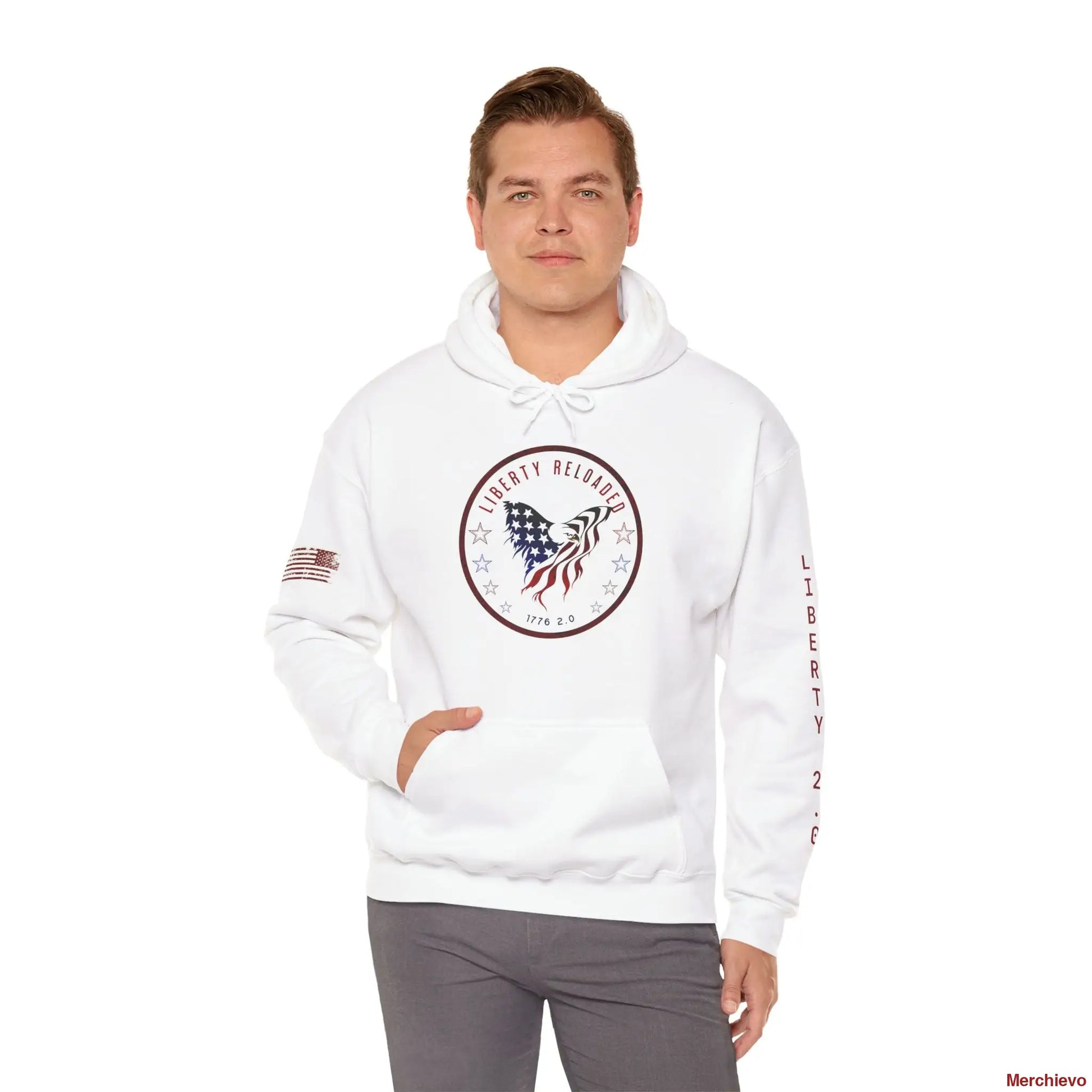 Liberty 2.0 - Heritage Eagle Crest - Heavy Blend Patriotic Hoodie Light Hoodie