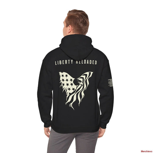 Liberty 2.0 // Heritage Eagle Crest - Heavy Blend Patriotic Streetwear Hoodie Black / S Hoodie
