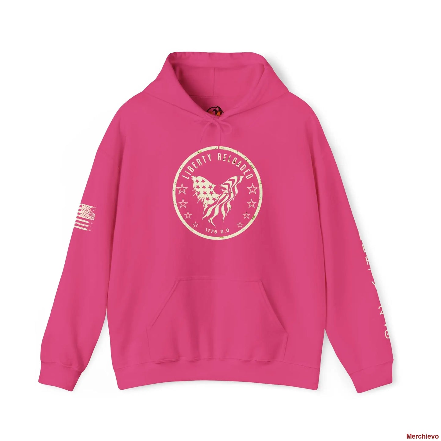 Liberty 2.0 // Heritage Eagle Crest - Heavy Blend Patriotic Streetwear Hoodie Heliconia / S Hoodie