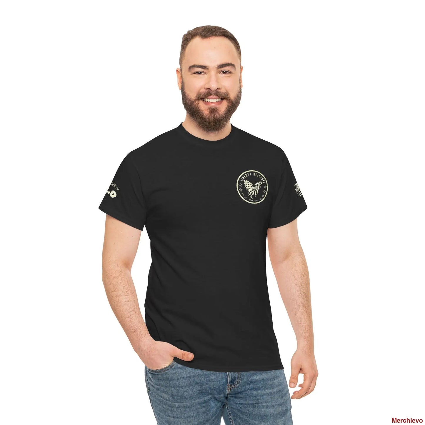 Liberty Reloaded 2.0 - Heritage Eagle Heavyweight Patriotic T-Shirt Black / S T-Shirt