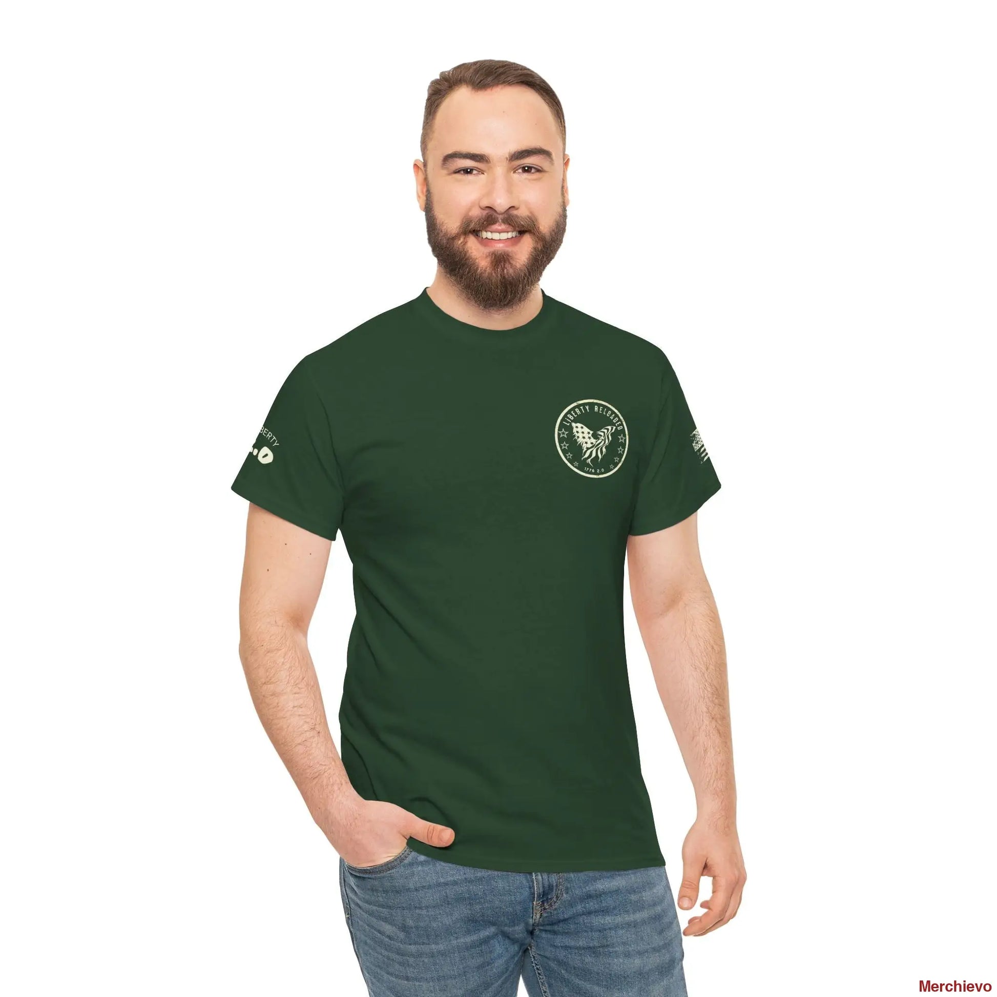 Liberty Reloaded 2.0 - Heritage Eagle Heavyweight Patriotic T-Shirt Forest Green / S T-Shirt