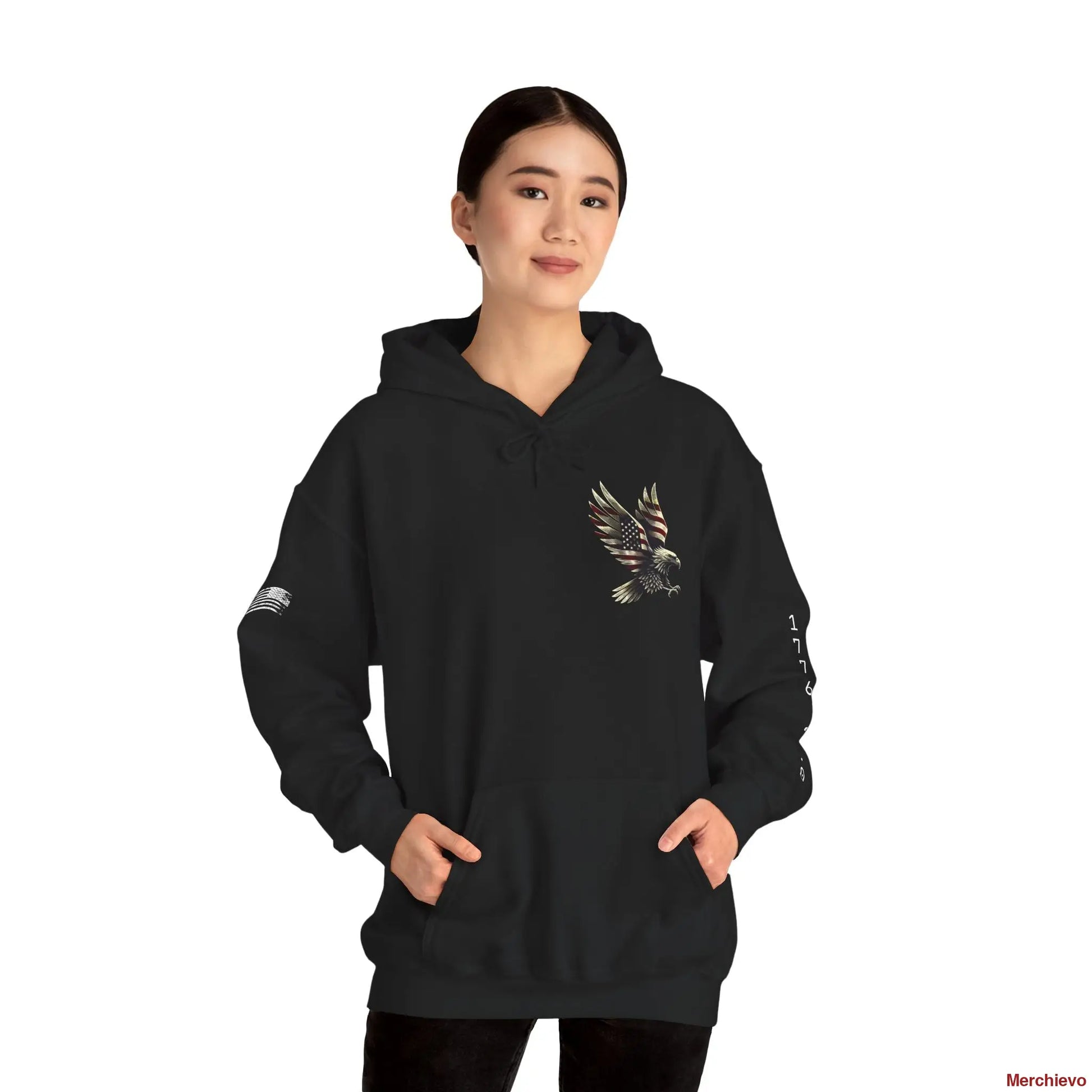 Liberty Reloaded 2.0 - Vintage Eagle Patriotic Heavy Blend Hoodie Black / S Hoodie