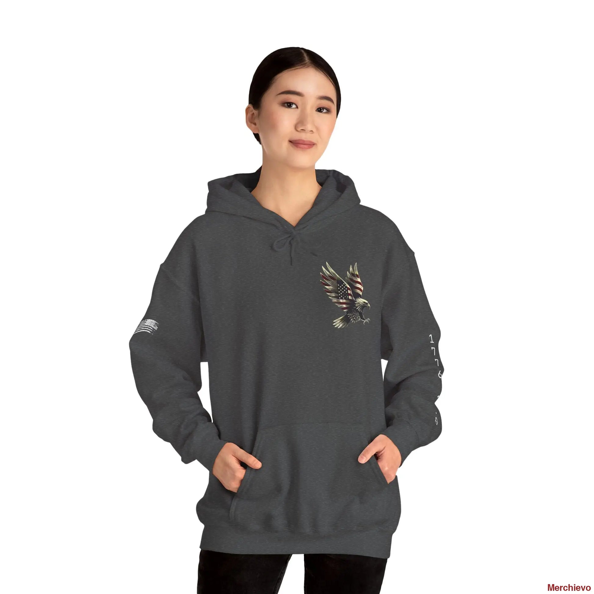 Liberty Reloaded 2.0 - Vintage Eagle Patriotic Heavy Blend Hoodie Dark Heather / S Hoodie