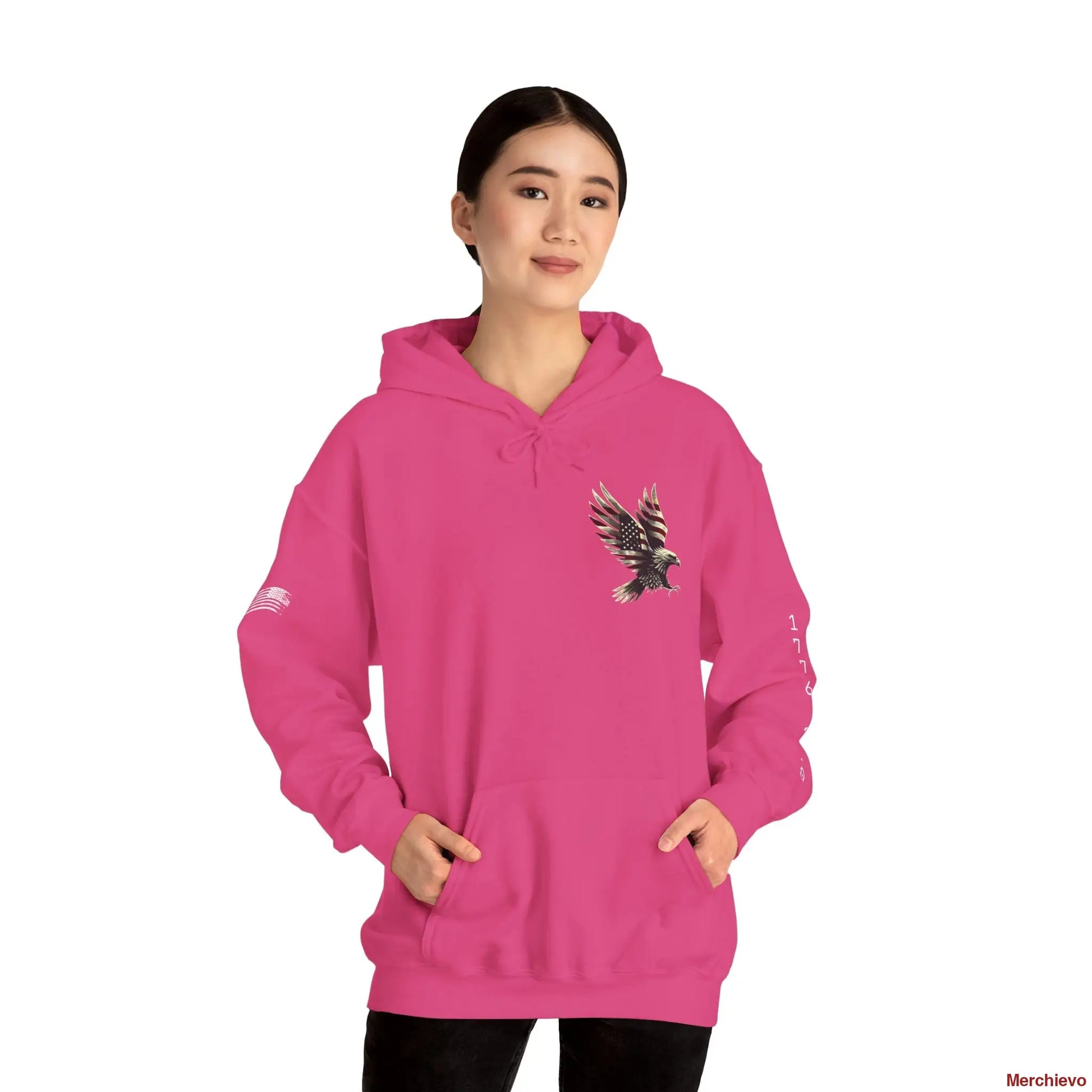 Liberty Reloaded 2.0 - Vintage Eagle Patriotic Heavy Blend Hoodie Heliconia / S Hoodie