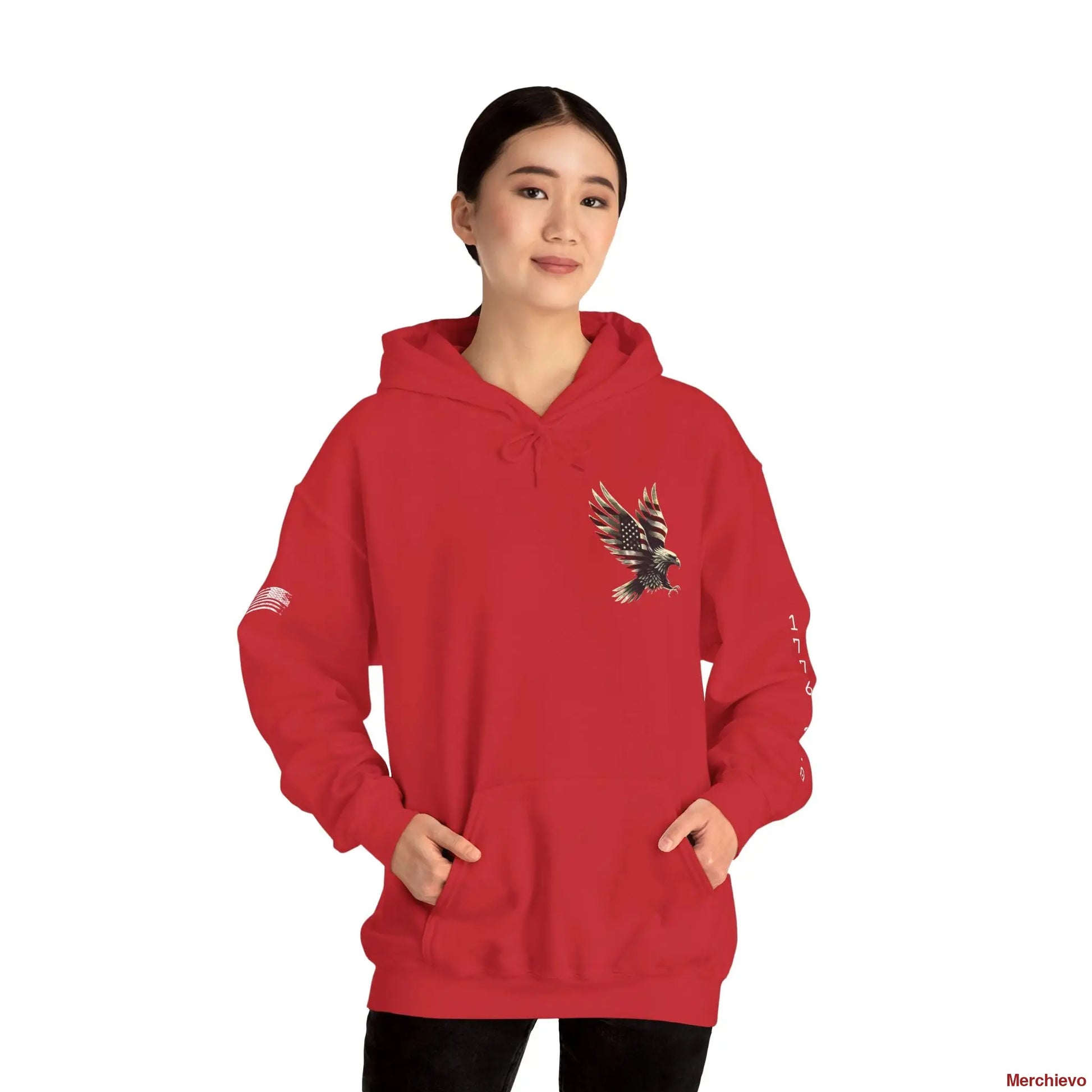 Liberty Reloaded 2.0 - Vintage Eagle Patriotic Heavy Blend Hoodie Red / S Hoodie