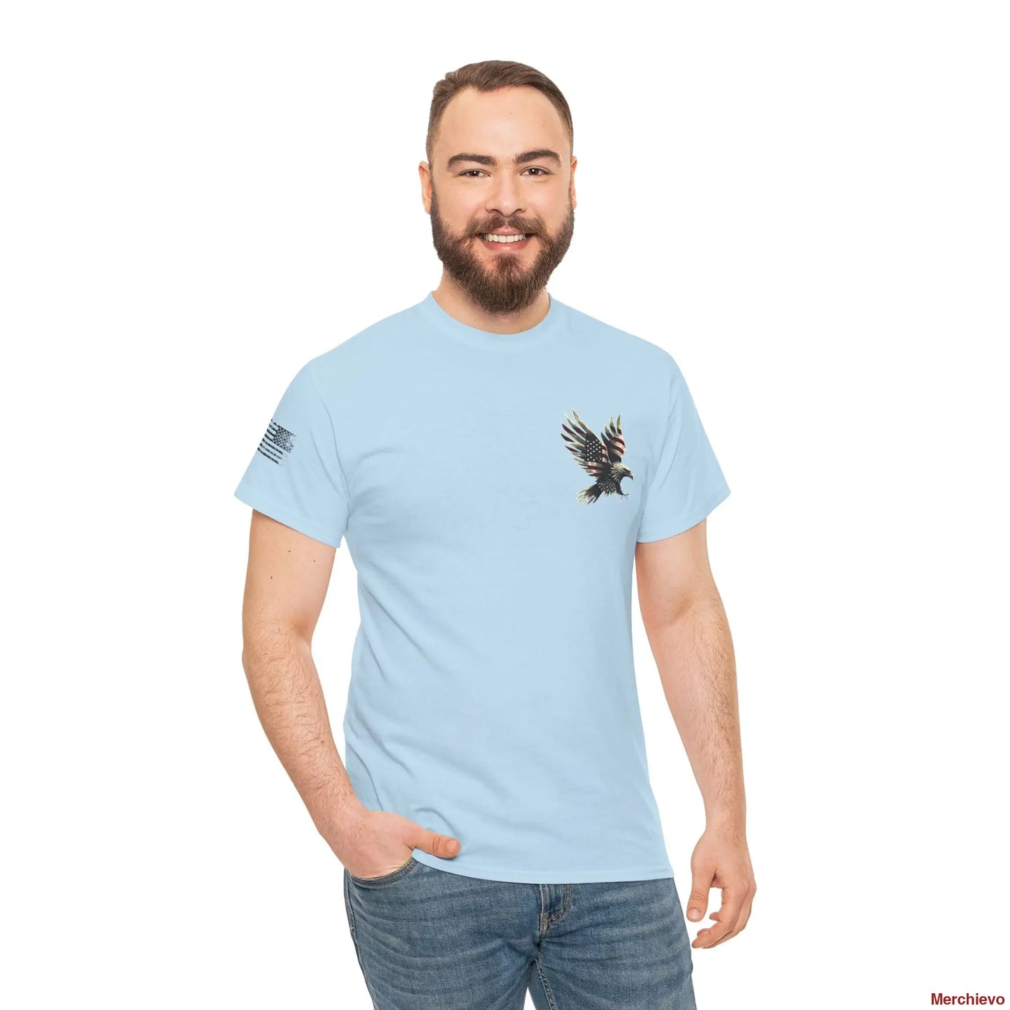 Liberty Reloaded 2.0 - Vintage Eagle Patriotic Heavy Cotton Tee Light Blue / S T-Shirt