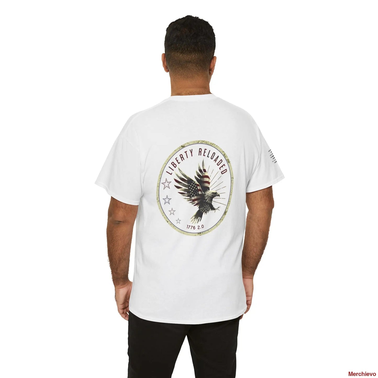 Liberty Reloaded 2.0 - Vintage Eagle Patriotic Heavy Cotton Tee T-Shirt