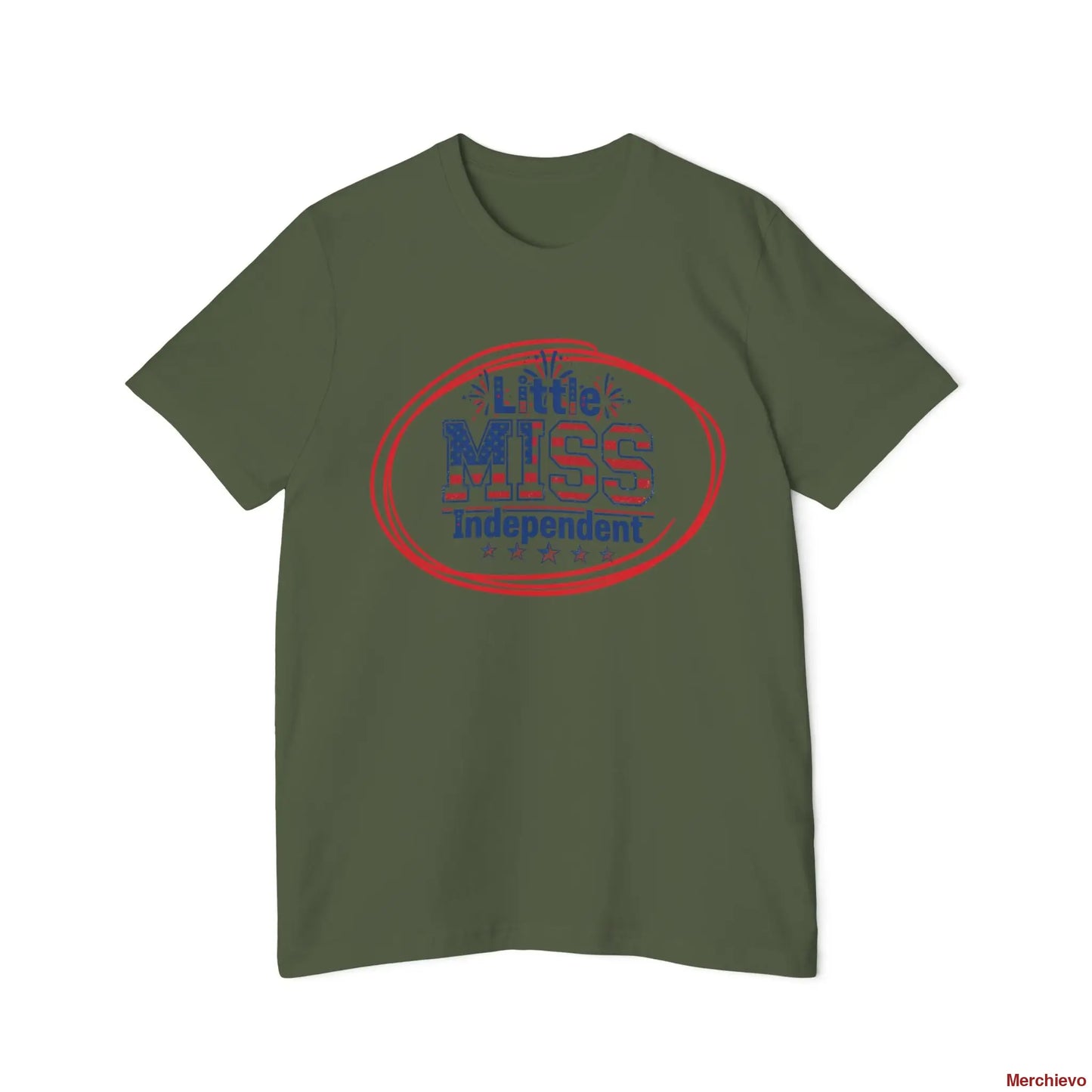 Little Miss 4th of July Retro Van Kids T-Shirt - Patriotic Youth Independence Day Tee T-Shirt