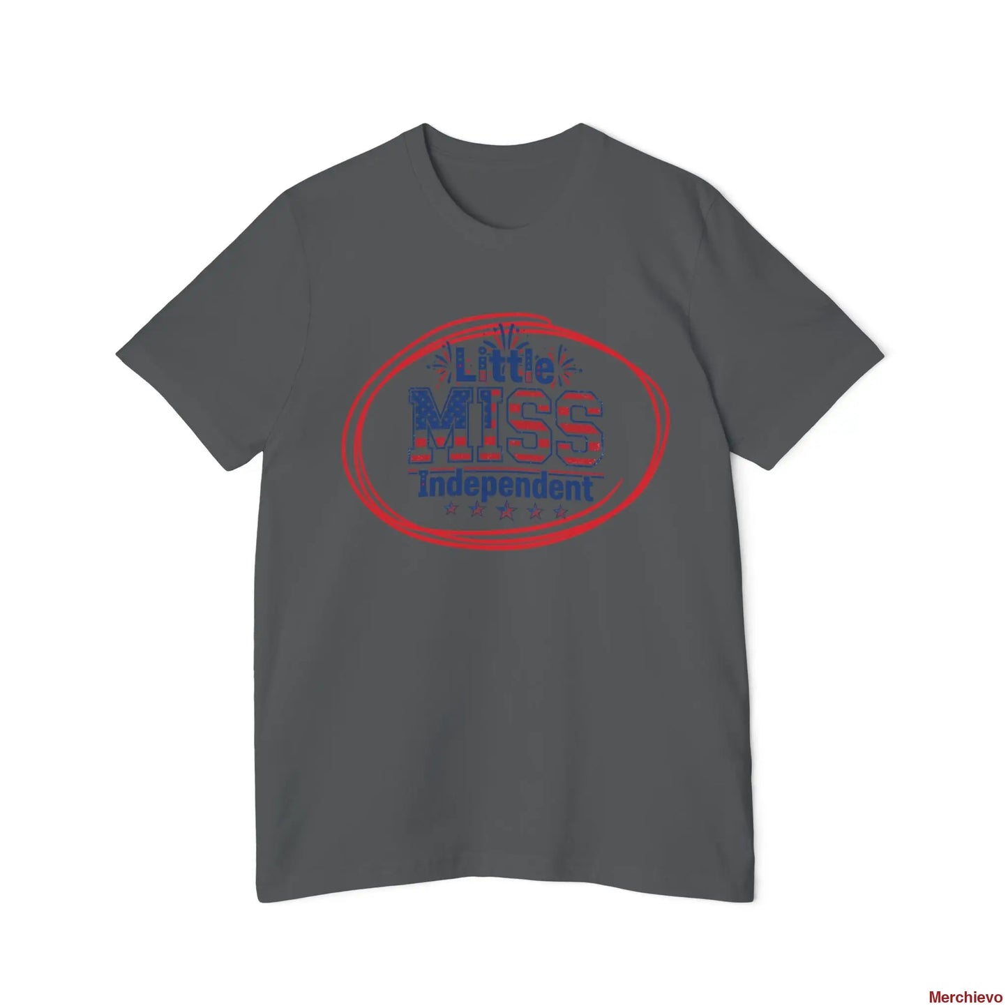 Little Miss 4th of July Retro Van Kids T-Shirt - Patriotic Youth Independence Day Tee T-Shirt