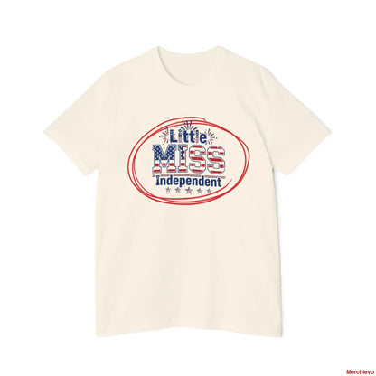 Little Miss 4th of July Retro Van Kids T-Shirt - Patriotic Youth Independence Day Tee T-Shirt