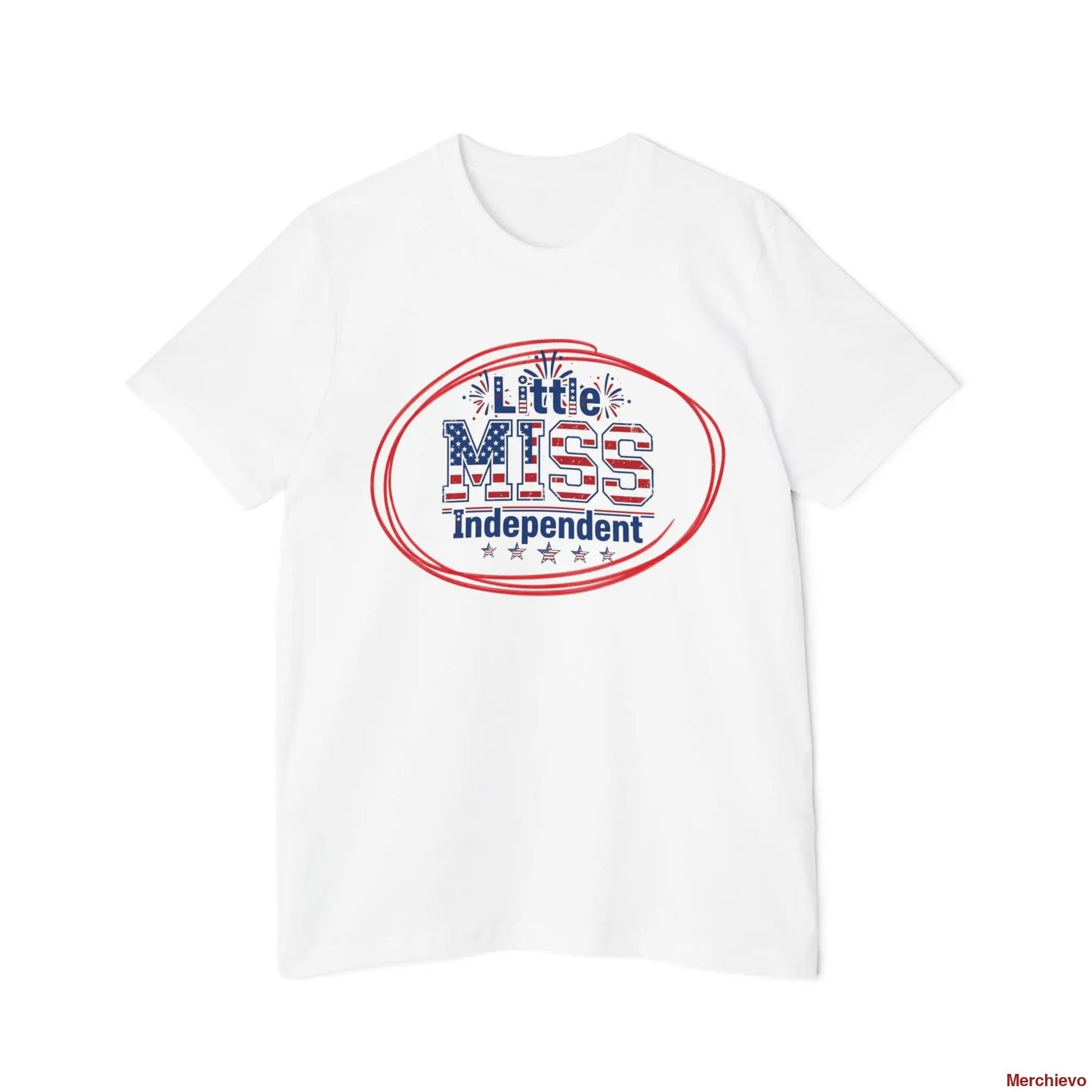 Little Miss 4th of July Retro Van Kids T-Shirt - Patriotic Youth Independence Day Tee T-Shirt