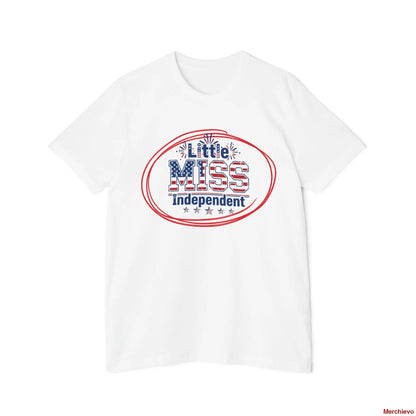 Little Miss 4th of July Retro Van Kids T-Shirt - Patriotic Youth Independence Day Tee T-Shirt