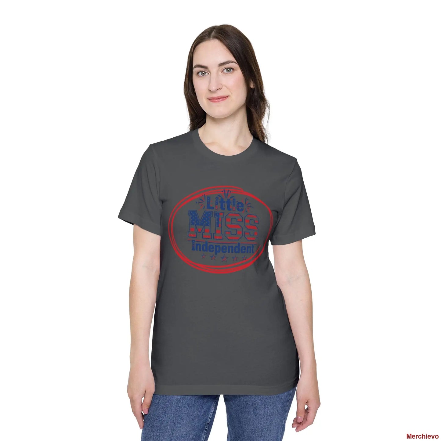 Little Miss 4th of July Retro Van Kids T-Shirt - Patriotic Youth Independence Day Tee Asphalt / XS T-Shirt