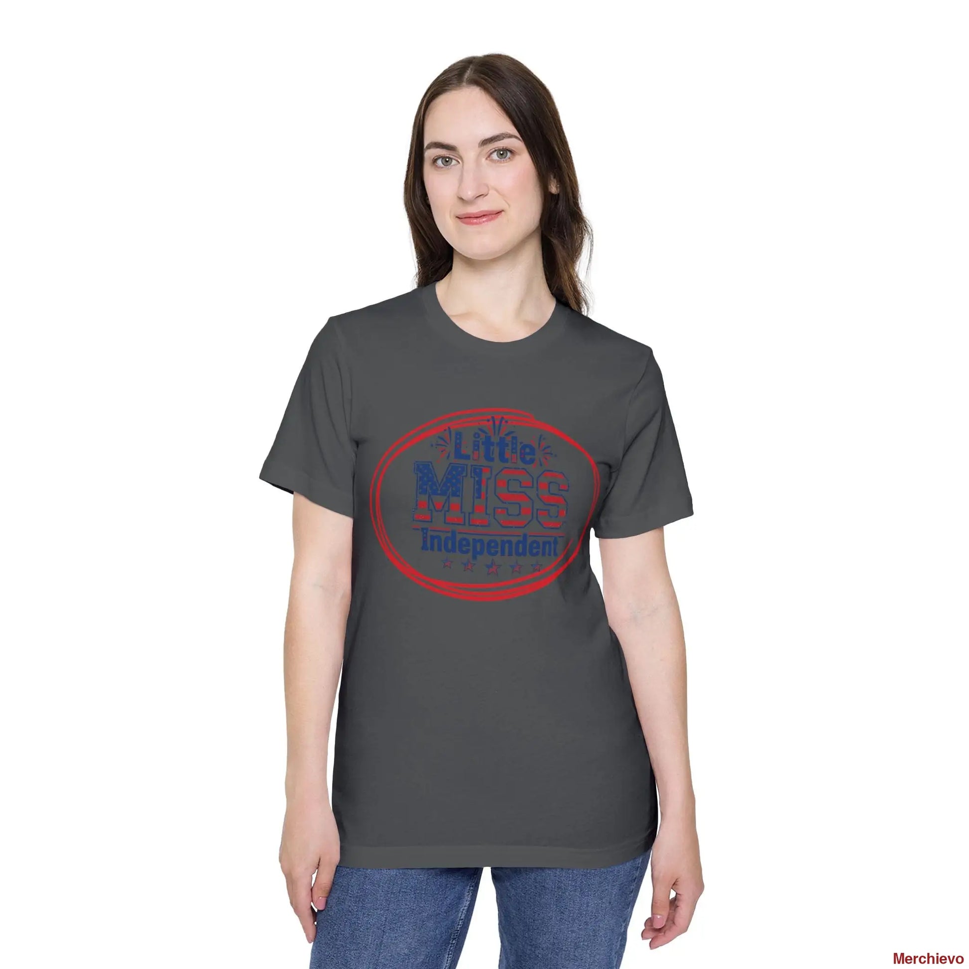Little Miss 4th of July Retro Van Kids T-Shirt - Patriotic Youth Independence Day Tee Asphalt / XS T-Shirt