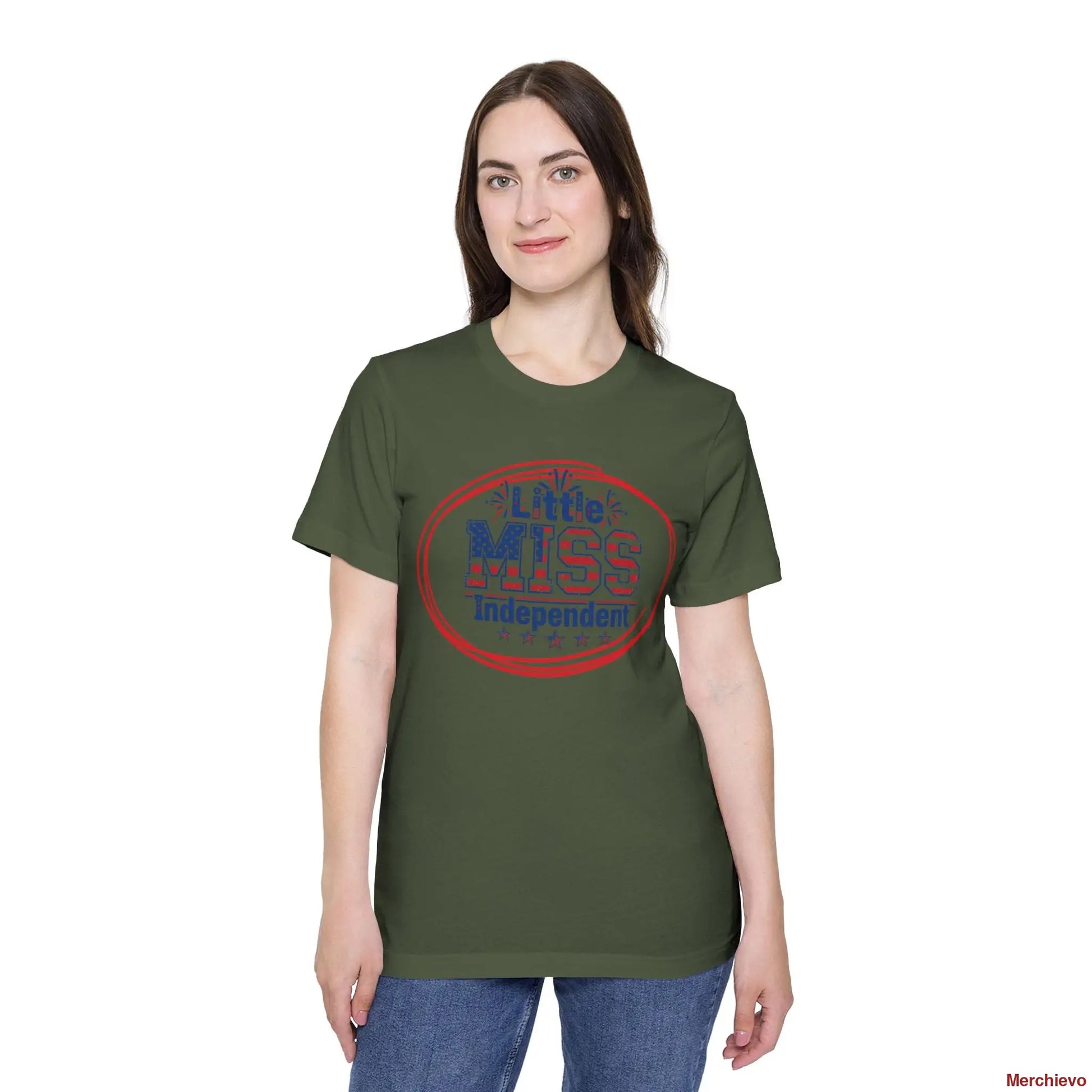 Little Miss 4th of July Retro Van Kids T-Shirt - Patriotic Youth Independence Day Tee Military Green / XS T-Shirt