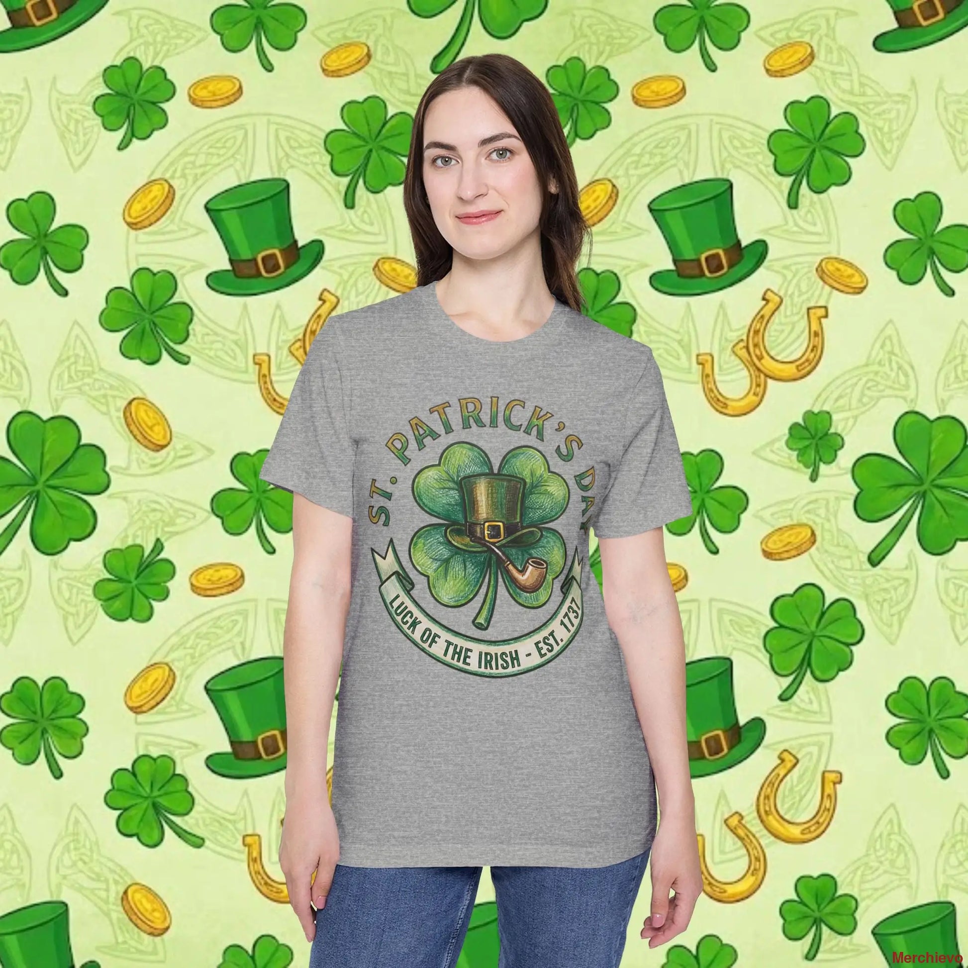 Luck of the Irish Shamrock T-Shirt | Vintage St. Patrick’s Day Graphic Tee Athletic Heather / XS T-Shirt