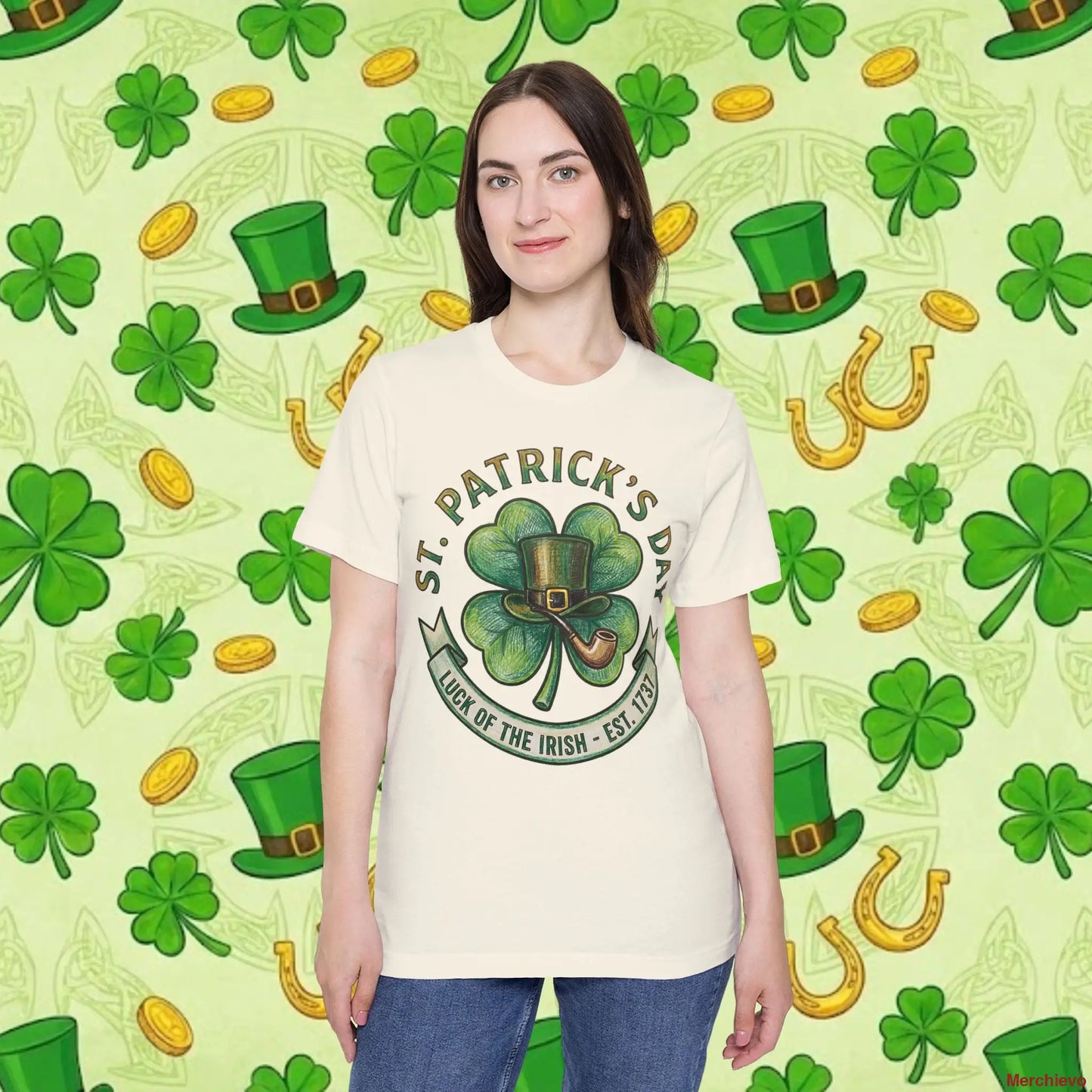 Luck of the Irish Shamrock T-Shirt | Vintage St. Patrick’s Day Graphic Tee Natural / XS T-Shirt